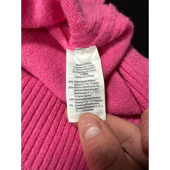 J.Crew Turtleneck Sweater Supersoft Yarn Side Slits Pink Size Medium Wool Alpaca - Picture 6 of 12